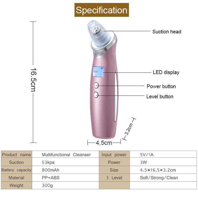 Face Pore Cleaner Blackhead Remover Vacuum with LCD display, designed for effective blackhead removal and skin exfoliation.