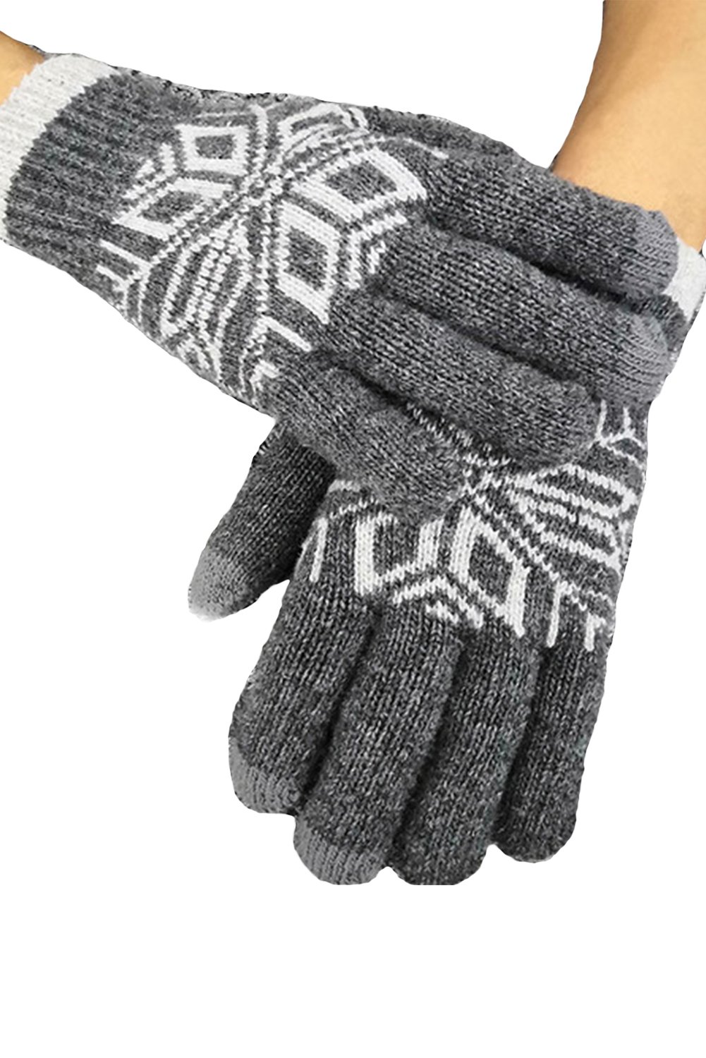 Fashion Pattern Touchscreen Texting Mittens made from soft wool and acrylic blend, featuring high-sensitivity fingertips for touchscreen use.