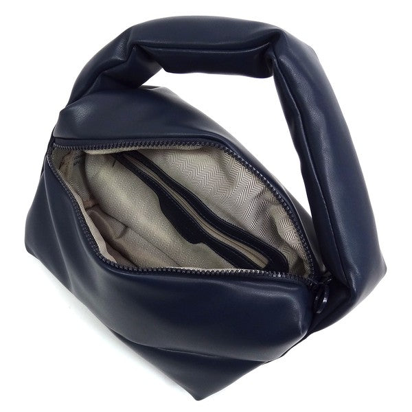 Fashion Puffy Tote Crossbody Bag made from faux vegan leather, featuring a zip top closure and detachable shoulder strap.