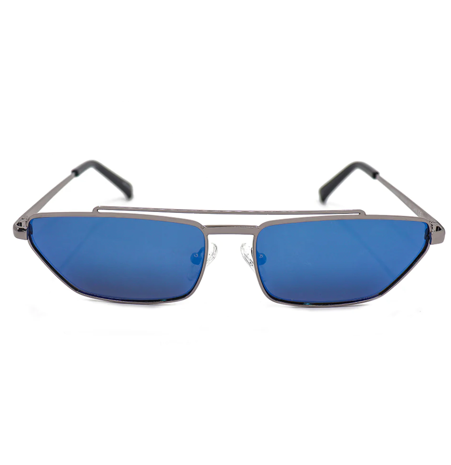 Stylish blue fashion sunglasses with UV protection and scratch-resistant lenses.