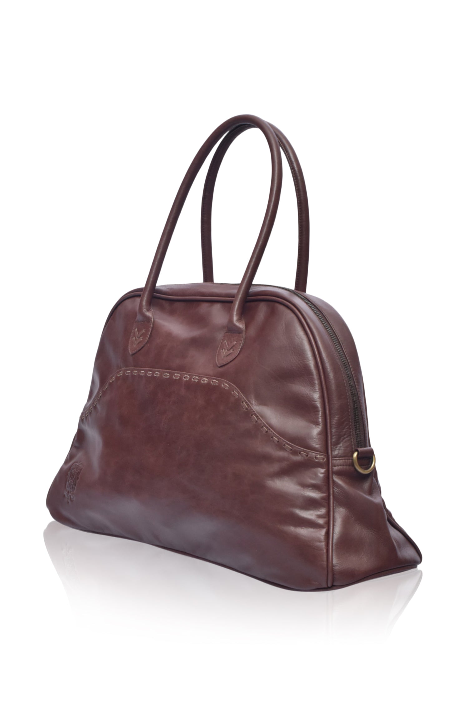 Figaro Leather Weekend Bag showcasing its handcrafted design, spacious interior, and elegant shape.