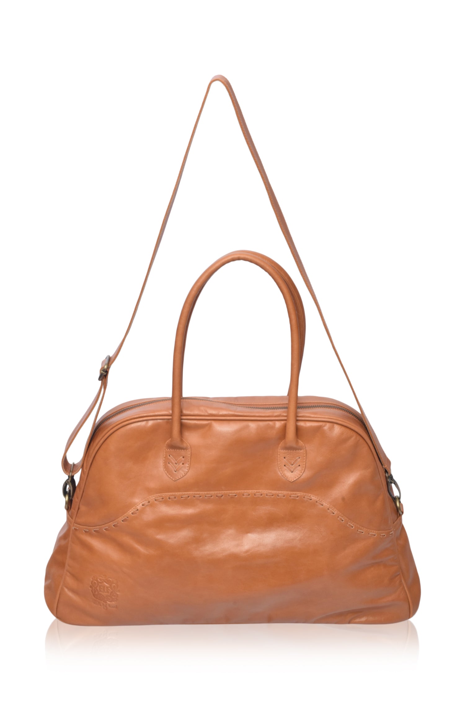 Figaro Leather Weekend Bag showcasing its elegant design and high-quality leather craftsmanship.