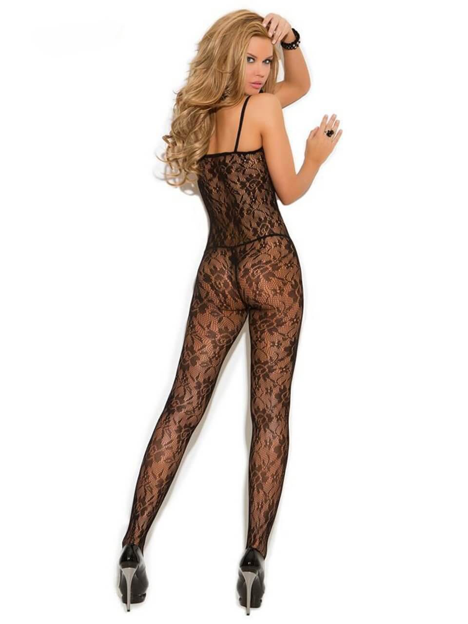 A stunning floral lace bodystocking showcasing intricate lace patterns, designed to enhance curves and provide a comfortable fit.