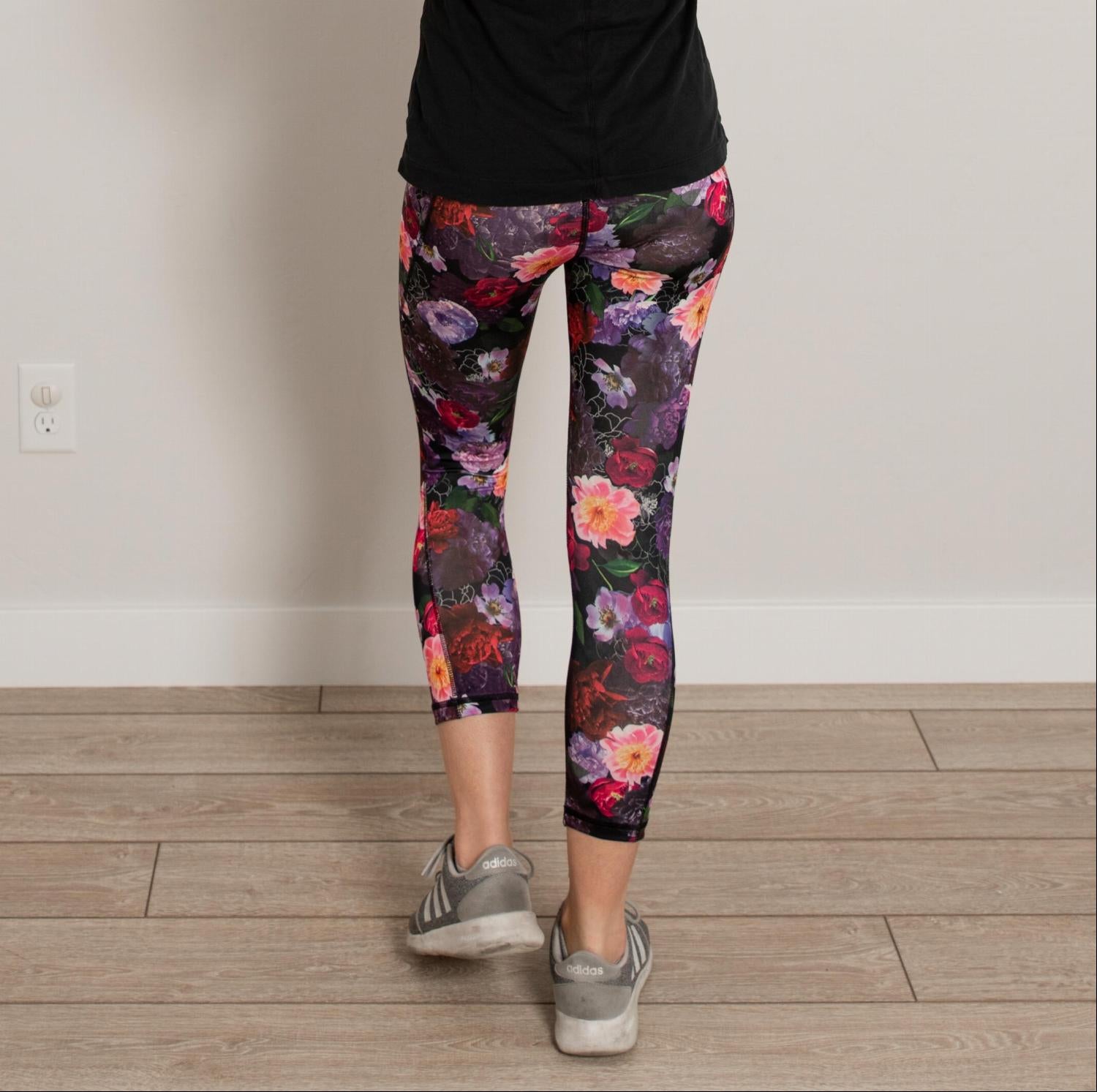 Floral Midi High Waist Active Pants featuring a vibrant floral print and a comfortable high waist design, perfect for workouts and casual wear.