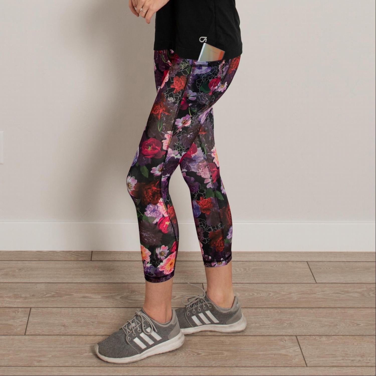 Floral Midi High Waist Active Pants featuring a vibrant floral print and a comfortable high waist design, perfect for workouts and casual wear.