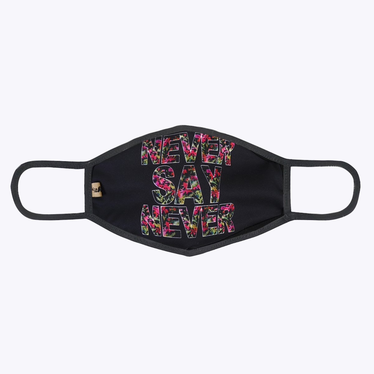 Flower Lettering 3-Layered Face Cover featuring a vibrant floral print, made from polyester and cotton, designed for comfort and protection.