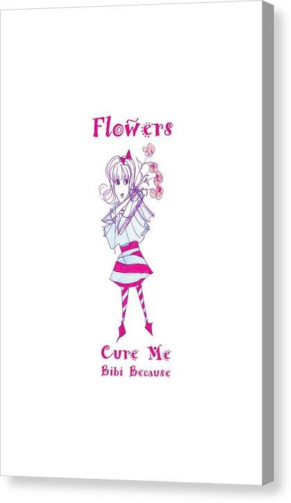 Flowers Cure Me Bibi canvas print showcasing vibrant colors and intricate details on a wooden frame.