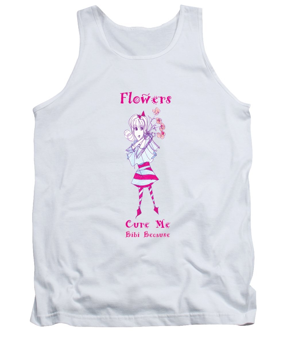 Flowers Cure Me Bibi tank top featuring a stylish floral design, made from a comfortable cotton and polyester blend.