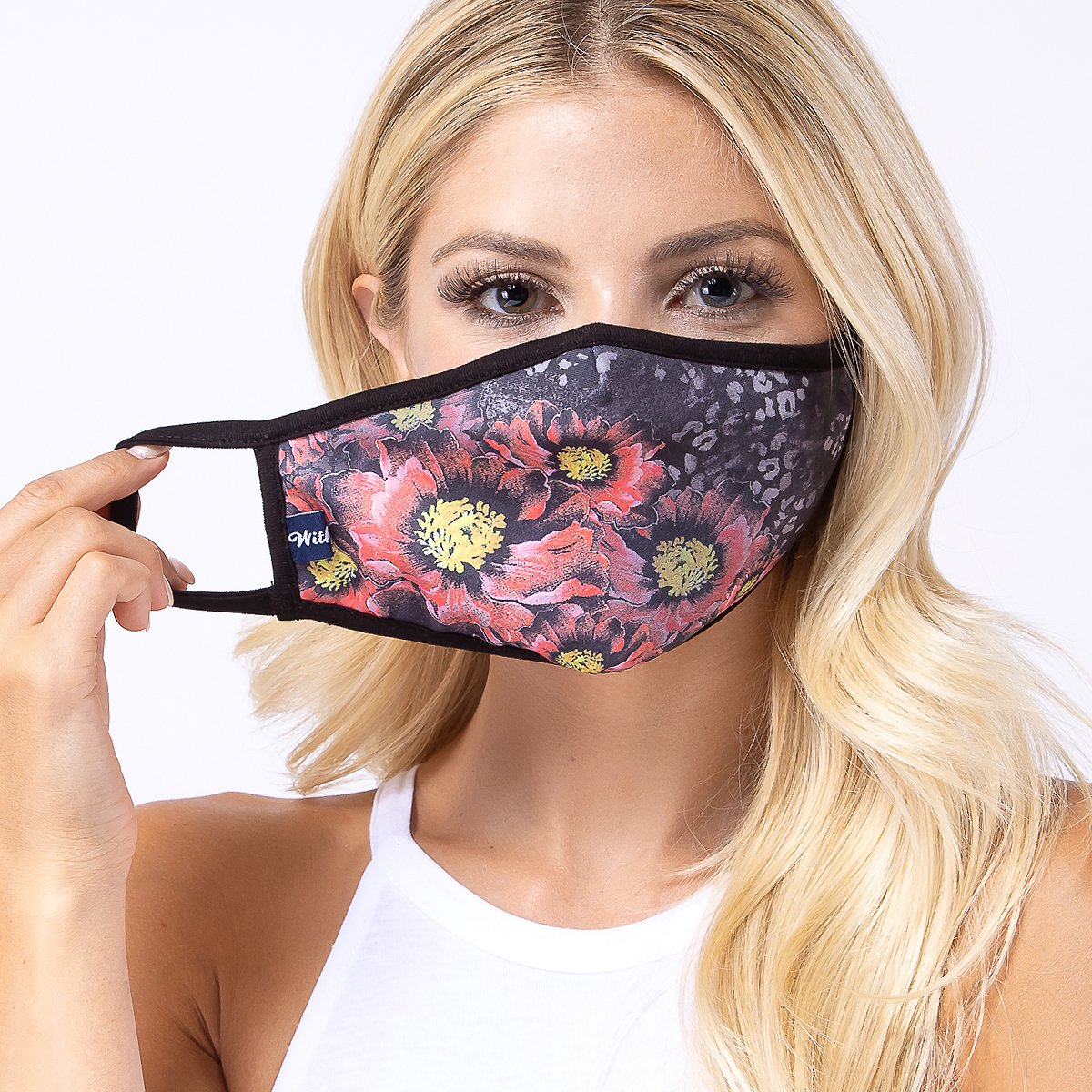 Flowers in Dark 3-Layered Face Cover featuring a unique floral print, made from polyester and cotton, designed for comfort and protection.