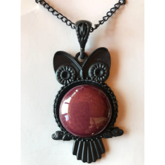 Handmade Owl Design Gemstone Pendant Necklace, showcasing vibrant colors and intricate tile-making art from Turkey.