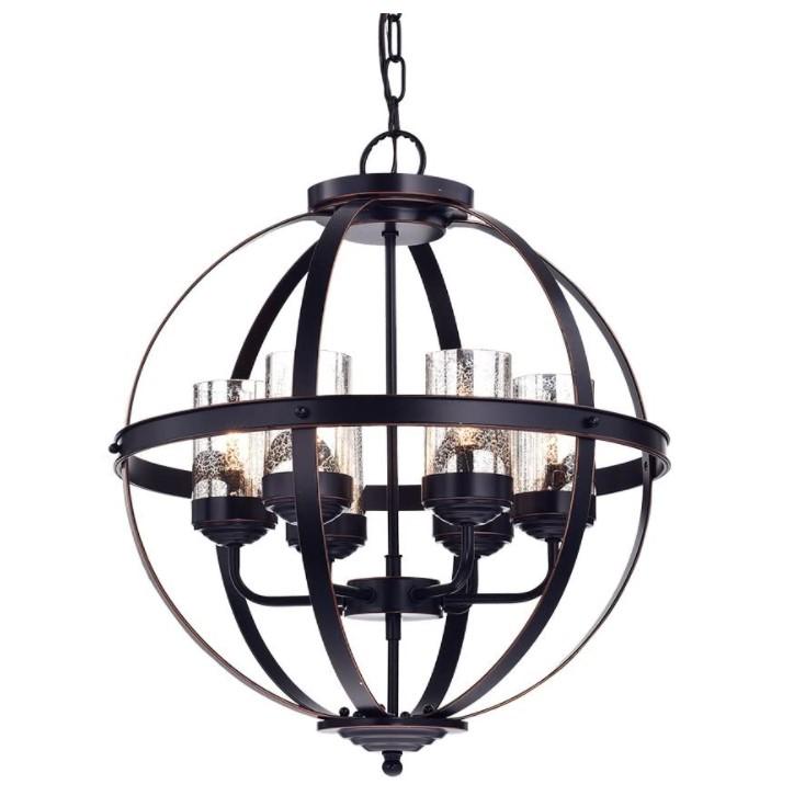 Gildard Oil Rubbed Bronze Globe Pendant featuring six glass tube shades and a bronze finish, ideal for stylish home lighting.