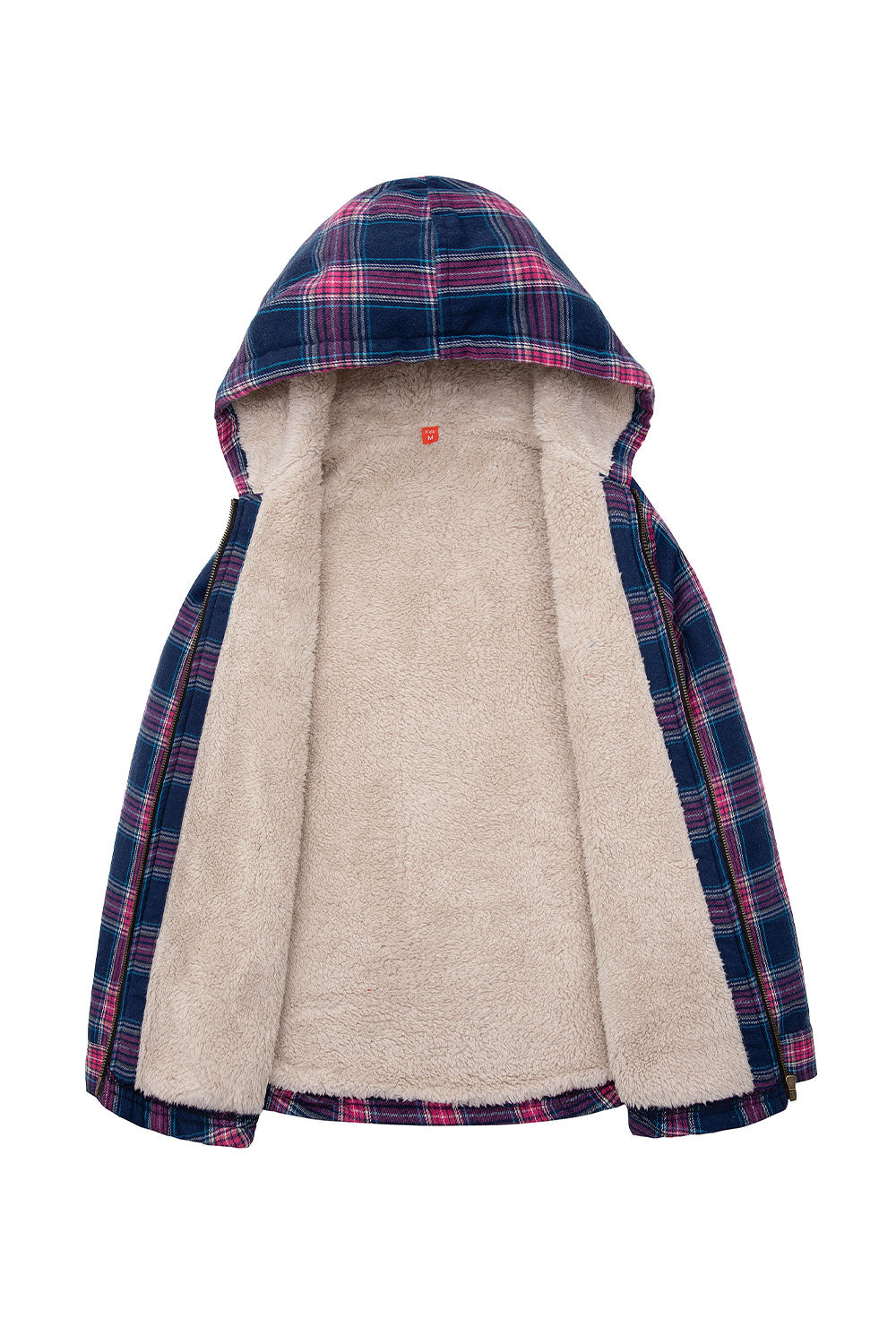 Girls Matching Family Black White Hooded Flannel Jacket displayed on a hanger, showcasing its stylish flannel pattern and hood.