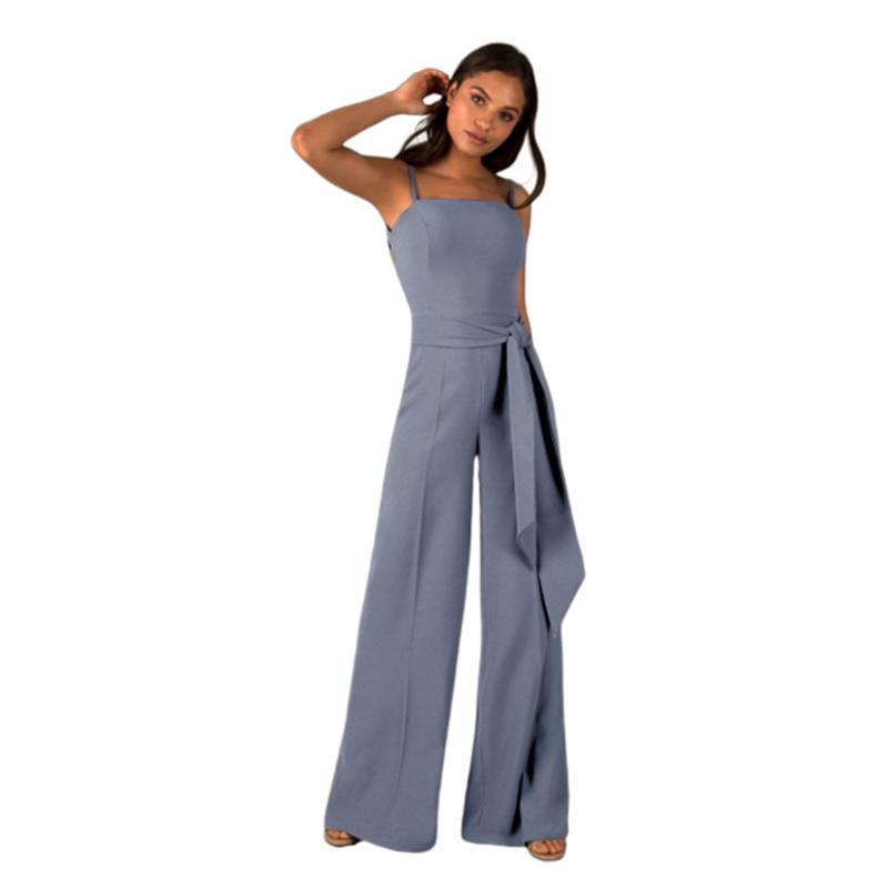 Glamaker Backless Sleeveless Long Jumpsuit featuring lace-up detail, perfect for parties and special occasions.