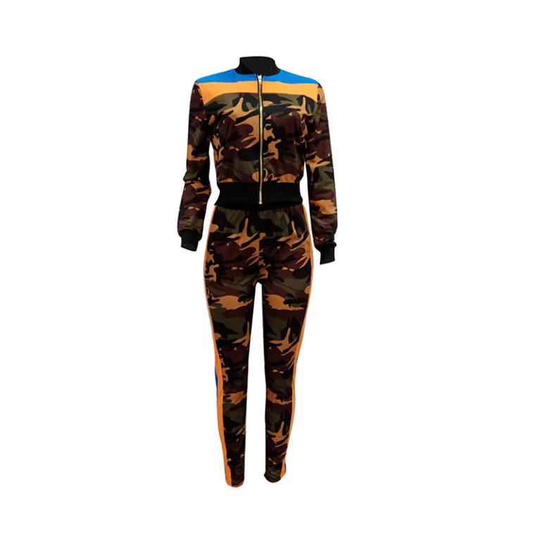 Glamaker Camouflage patchwork knitted jumpsuit showcasing a stylish bodycon fit, perfect for casual and fitness wear.