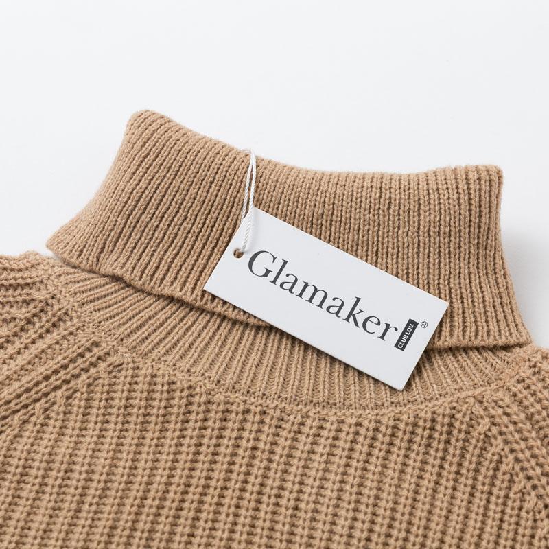 Glamaker Knitted elegant turtleneck short sweater for women, featuring full-length sleeves and a stylish design.