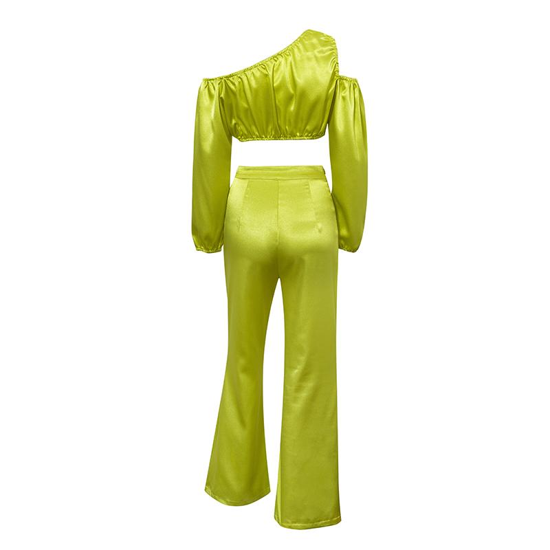 Glamaker Satin Off Shoulder Jumpsuit in solid color, showcasing elegant design and soft satin fabric.