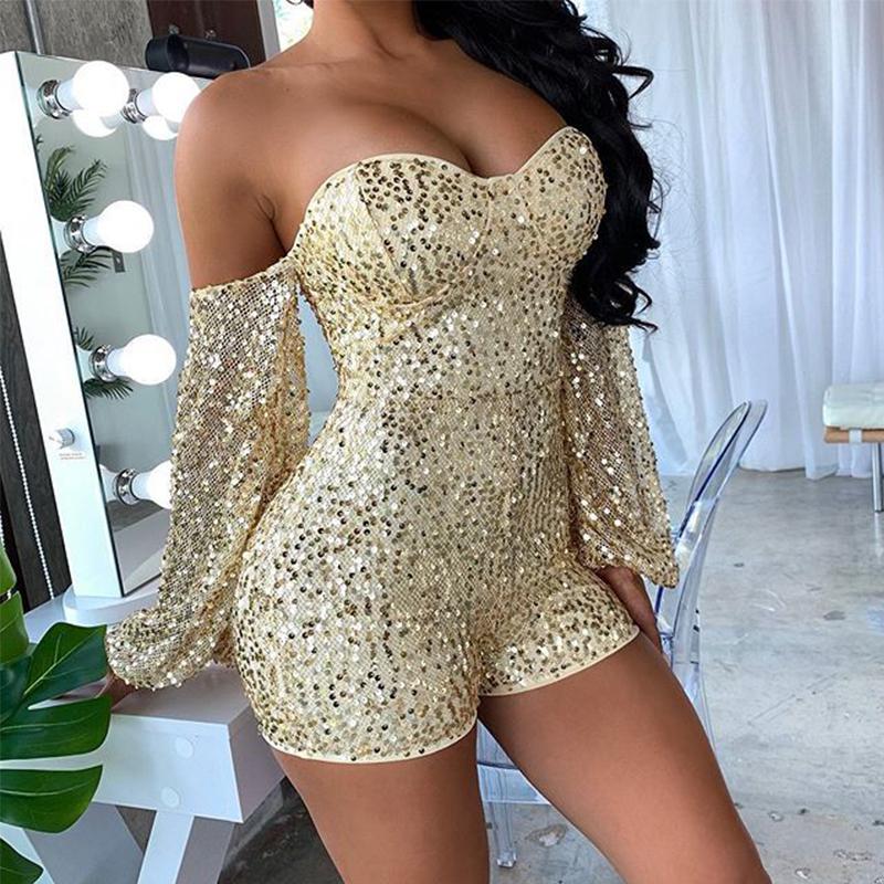 Glamaker Vintage off shoulder sequin playsuit featuring elegant design and stylish embellishments, perfect for women.