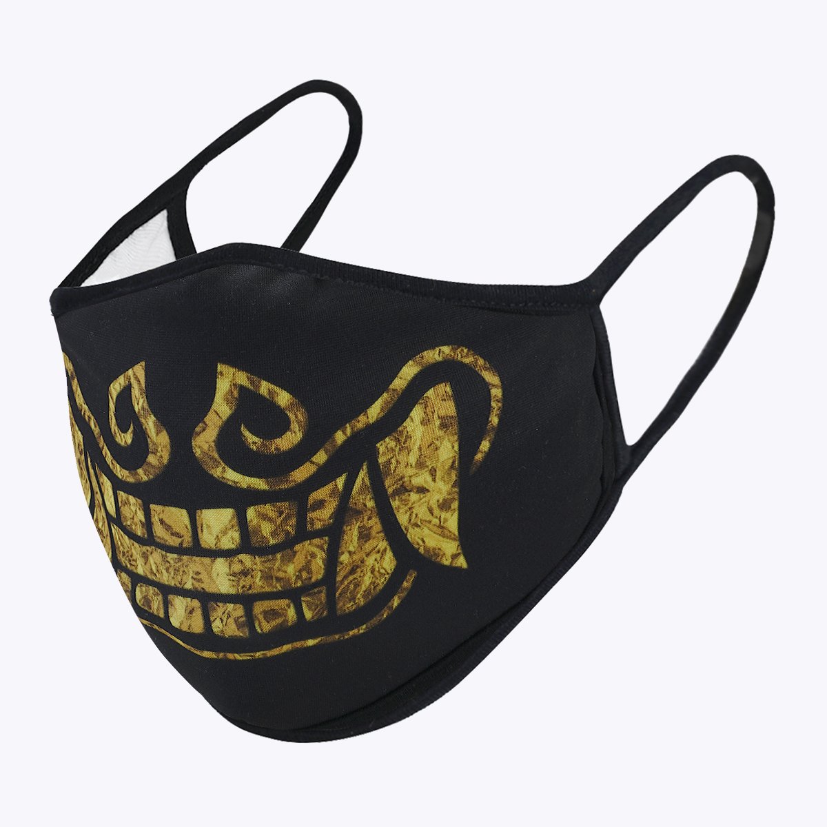 Gold Goblin 3-Layered Face Cover featuring a unique print design, made from polyester and cotton, suitable for unisex wear.