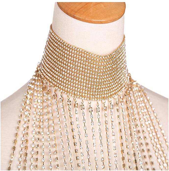 Golden Touch Neckwear Statement Piece featuring elegant tassels and adjustable choker lengths, perfect for versatile styling.