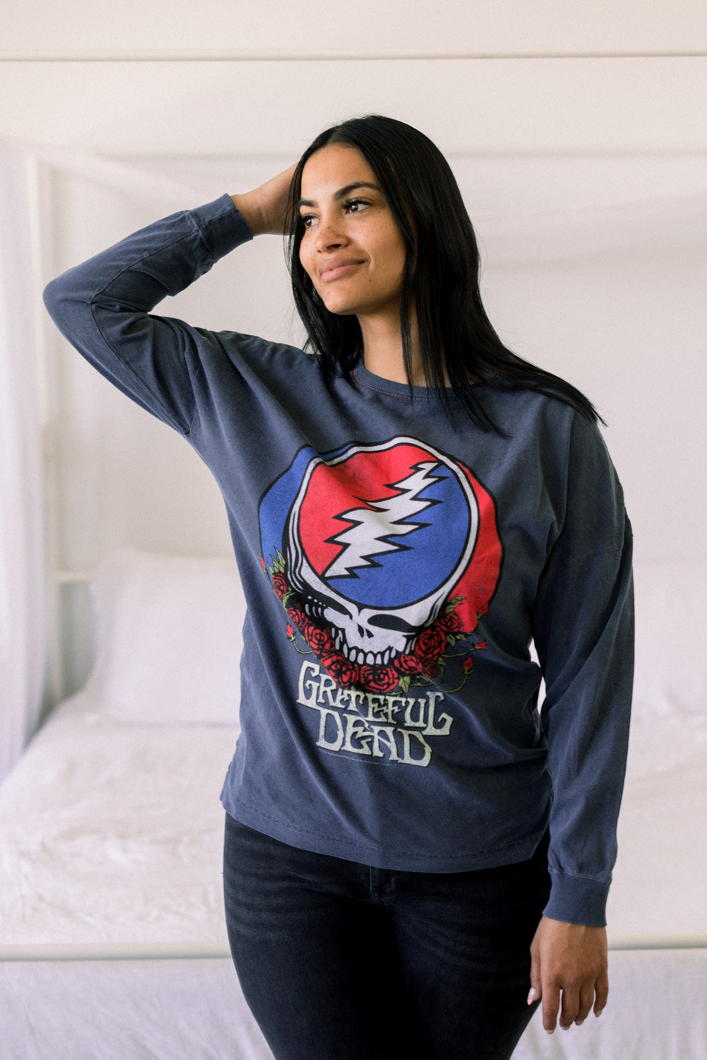 A vibrant Grateful Dead Long Sleeve Tee in various colors, showcasing its stylish design and comfortable fit.