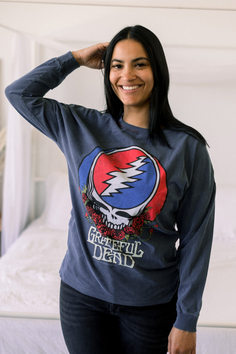 A vibrant Grateful Dead Long Sleeve Tee in various colors, showcasing its stylish design and comfortable fit.