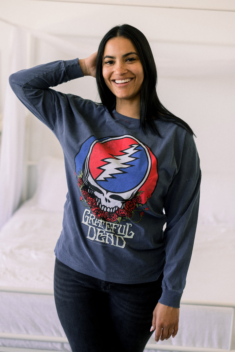 A vibrant Grateful Dead Long Sleeve Tee in various colors, showcasing its stylish design and comfortable fit.