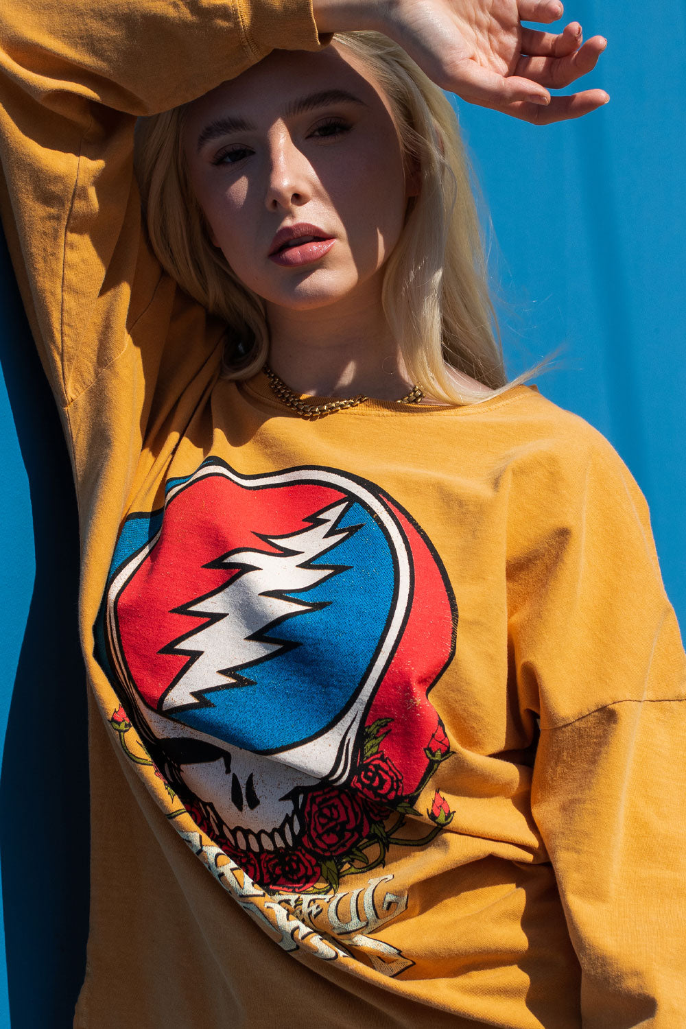 A vibrant Grateful Dead Long Sleeve Tee in various colors, showcasing its stylish design and comfortable fit.