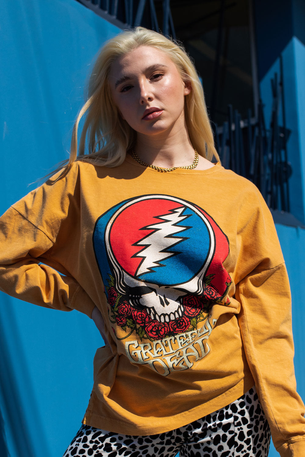 A vibrant Grateful Dead Long Sleeve Tee in various colors, showcasing its stylish design and comfortable fit.