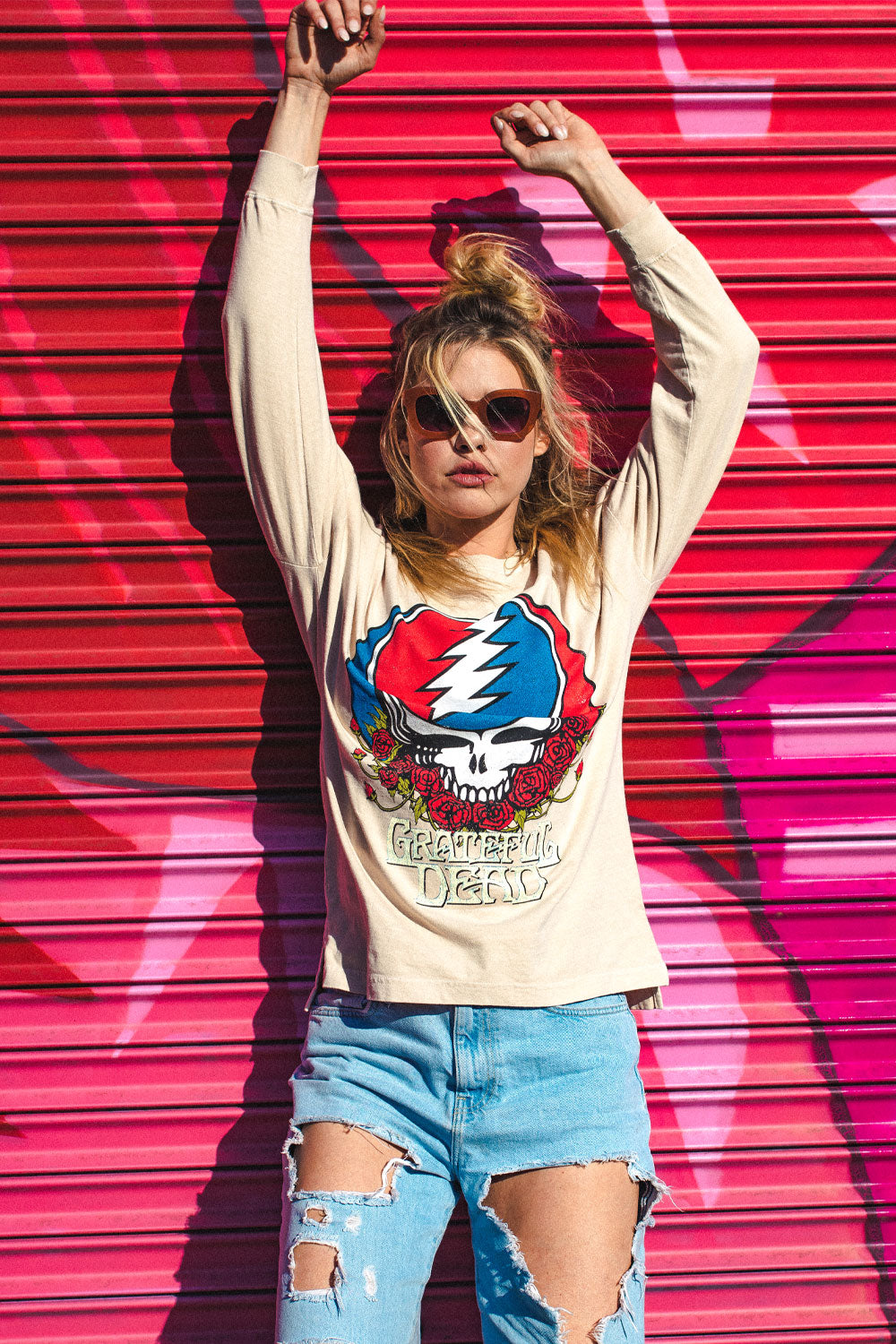 A vibrant Grateful Dead Long Sleeve Tee in various colors, showcasing its stylish design and comfortable fit.