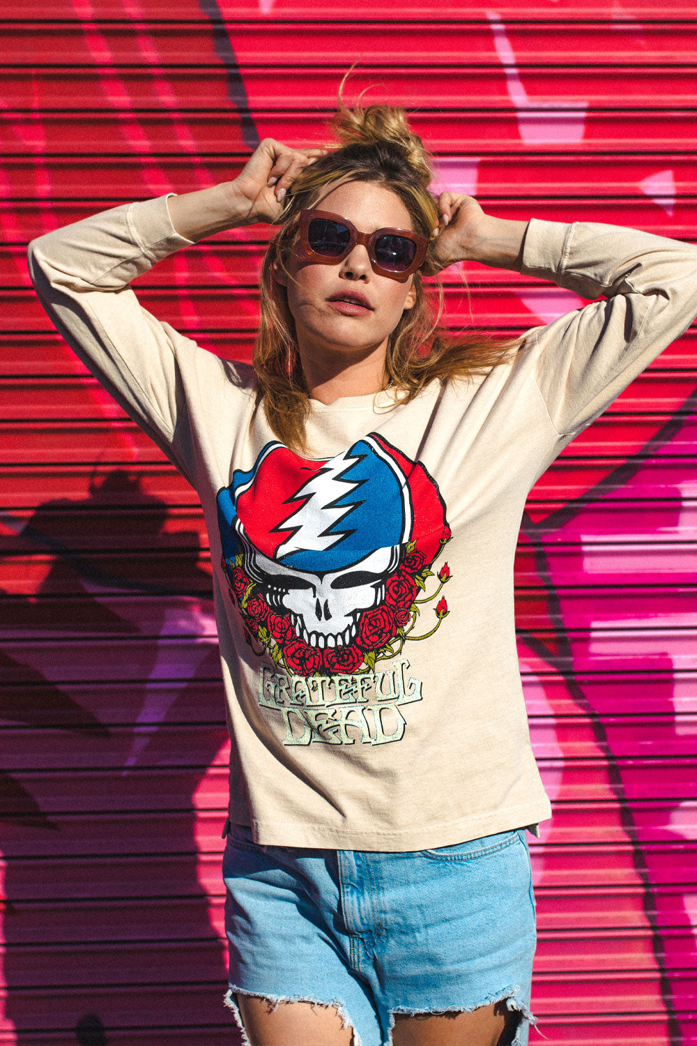 A vibrant Grateful Dead Long Sleeve Tee in various colors, showcasing its stylish design and comfortable fit.