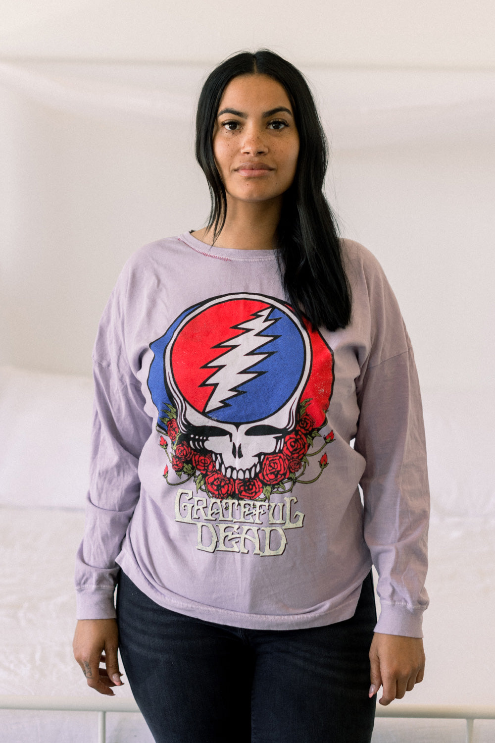 A vibrant Grateful Dead Long Sleeve Tee in various colors, showcasing its stylish design and comfortable fit.