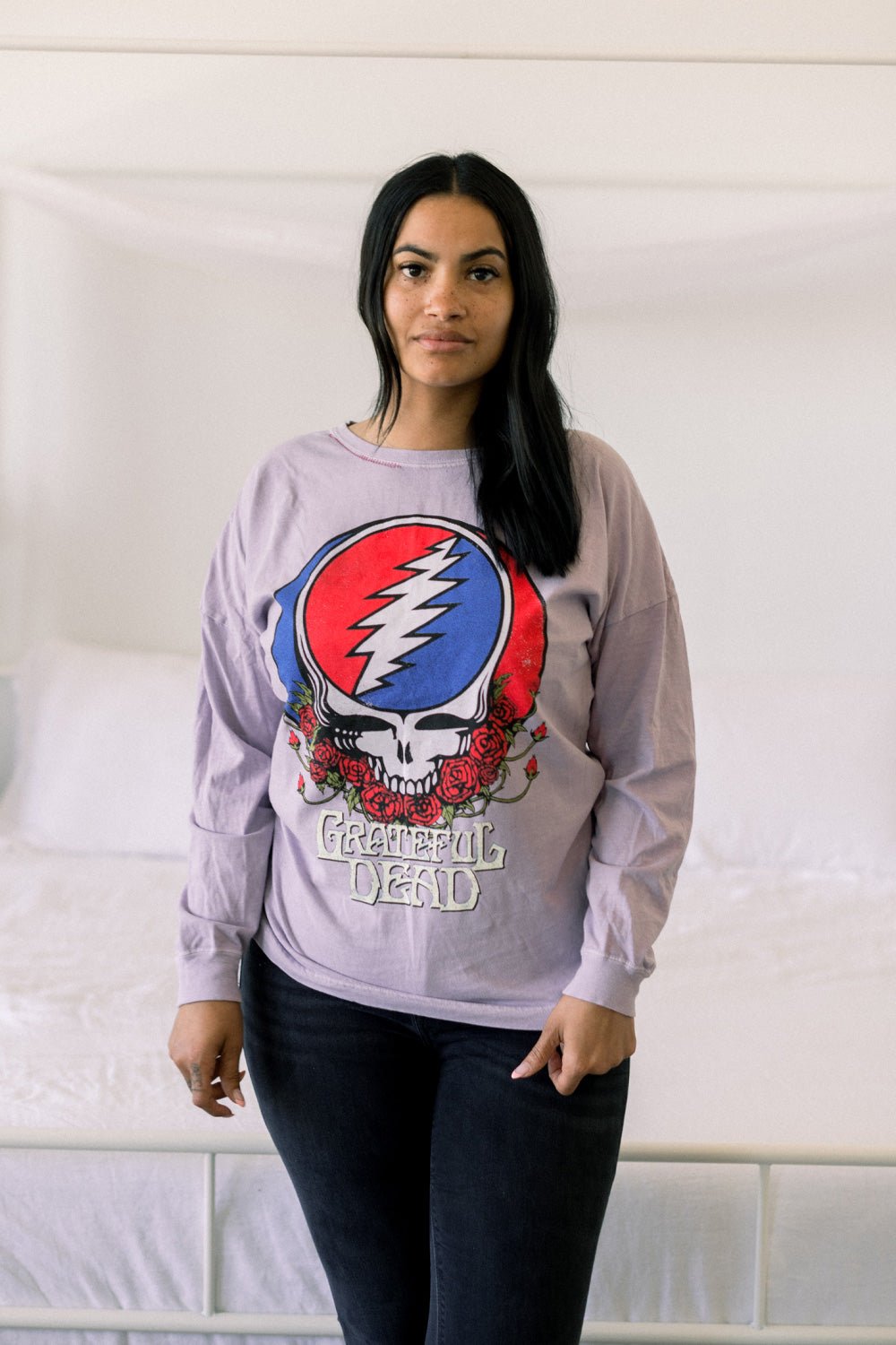 A vibrant Grateful Dead Long Sleeve Tee in various colors, showcasing its stylish design and comfortable fit.