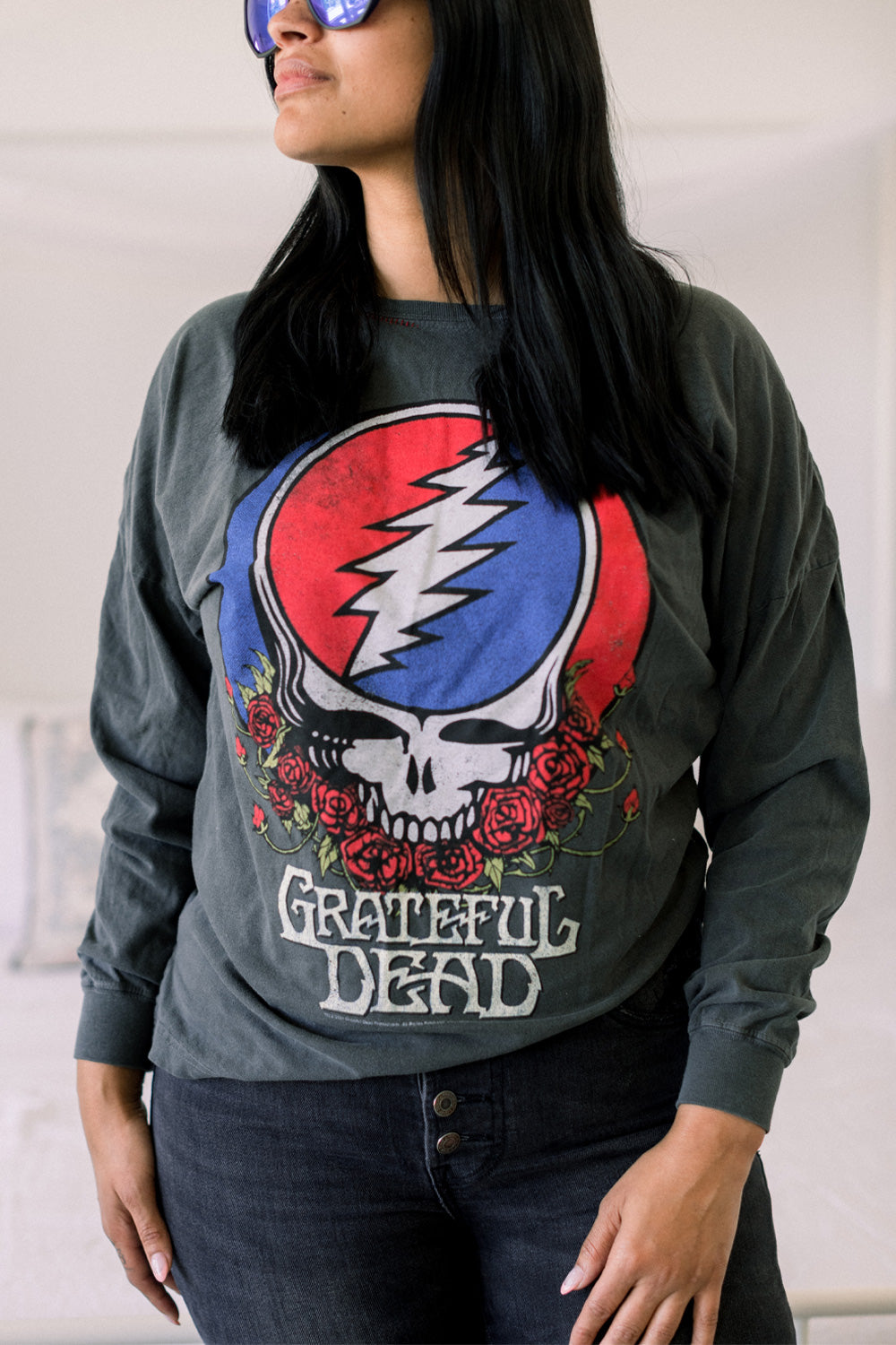 A vibrant Grateful Dead Long Sleeve Tee in various colors, showcasing its stylish design and comfortable fit.