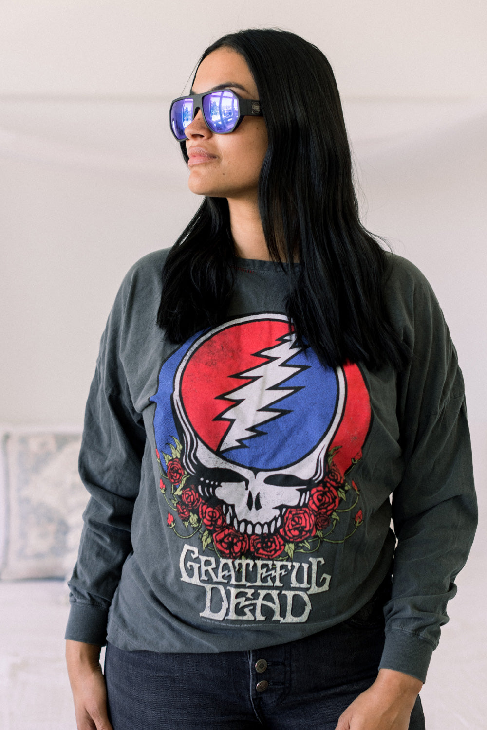 A vibrant Grateful Dead Long Sleeve Tee in various colors, showcasing its stylish design and comfortable fit.