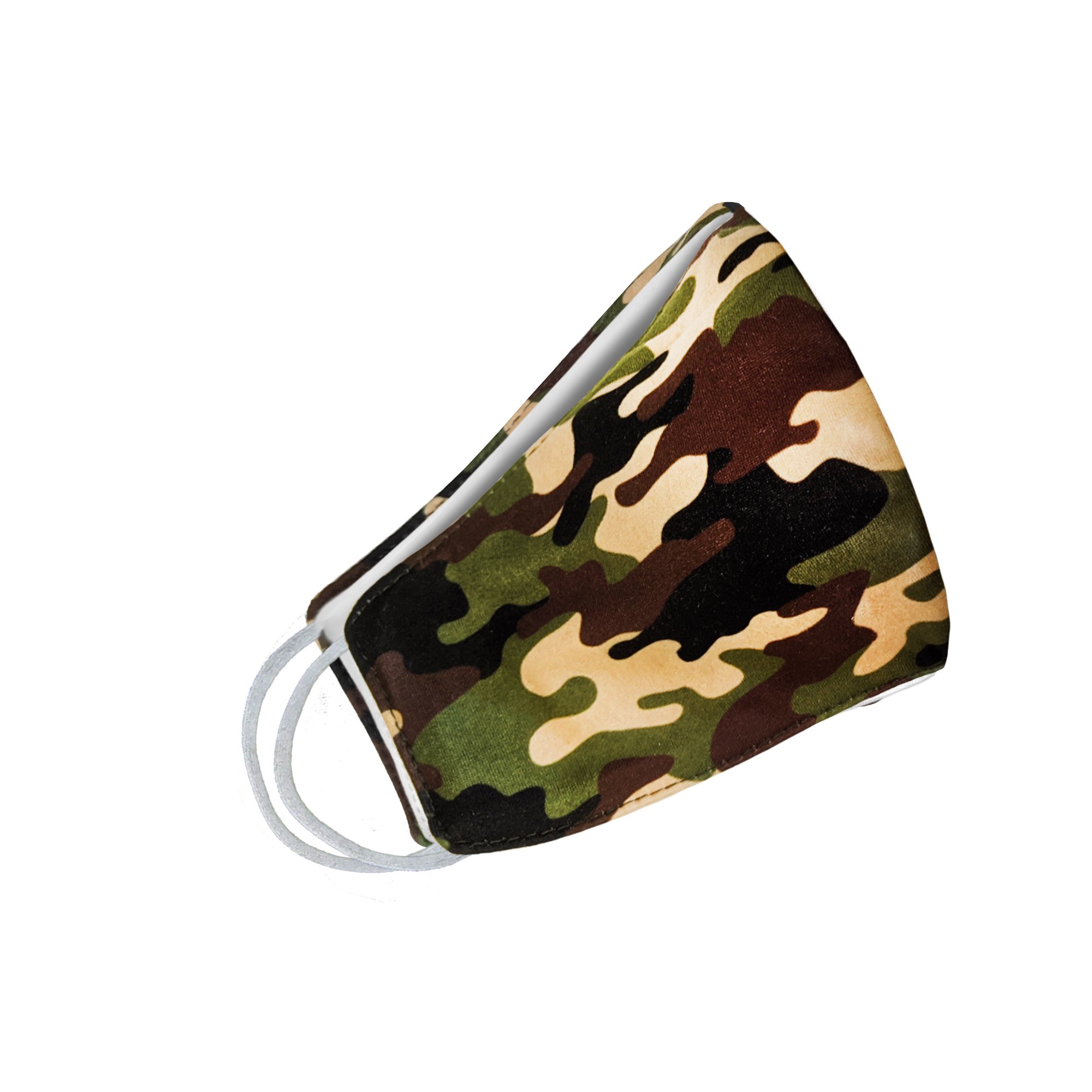 Green Khaki Camo Face Mask showcasing a stylish camouflage pattern, designed for comfort and protection.