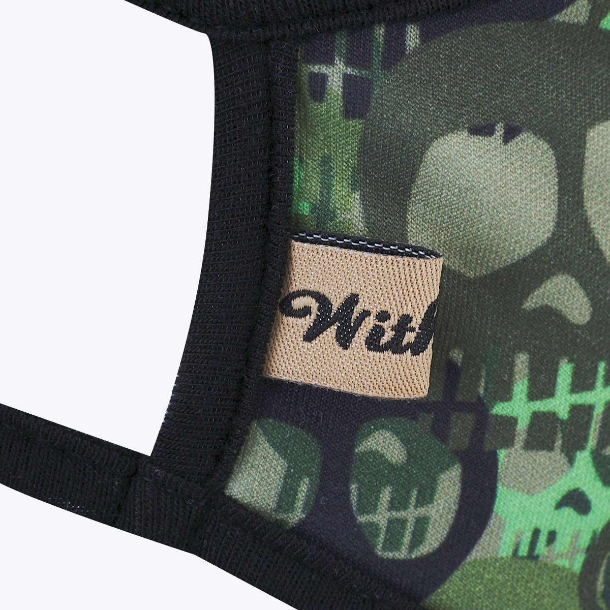 Green Skull 3-Layered Face Cover featuring a unique skull print design, made from polyester and cotton, suitable for unisex wear.