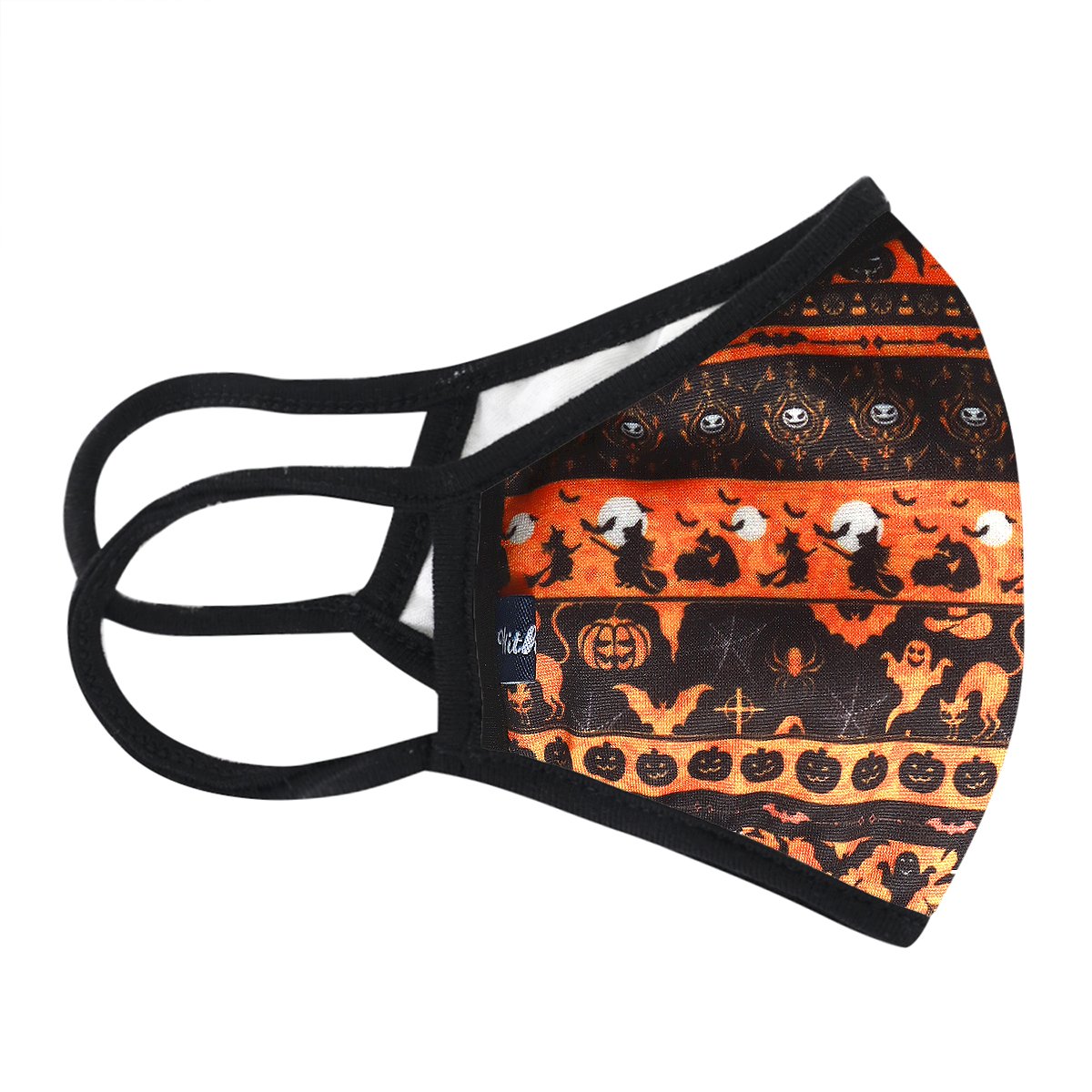 Halloween Pattern 3-Layered Face Cover featuring a unique print design, made from polyester and cotton, suitable for all unisex wear.