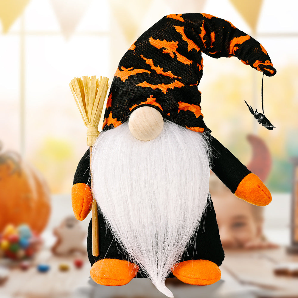 A charming Halloween Short Leg Faceless Gnome made of non-woven fabric, featuring a unique faceless design, perfect for festive decor.