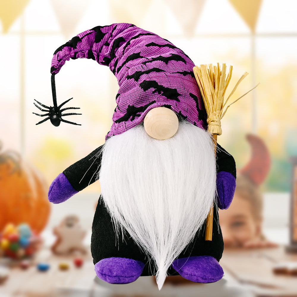 A charming Halloween Short Leg Faceless Gnome made of non-woven fabric, featuring a unique faceless design, perfect for festive decor.