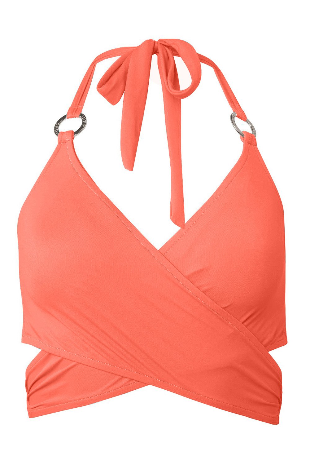 Halter Neck Criss Cross High Waist Bikini Set featuring a stylish design with a halter neck and high waist panty, perfect for summer beach outings.