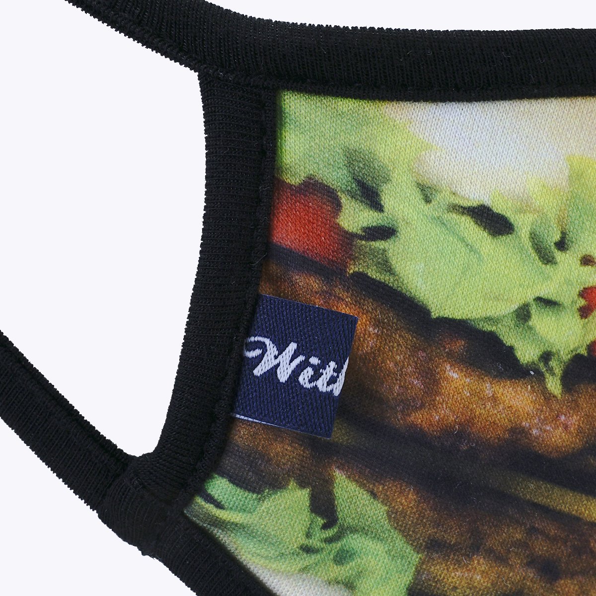 Hamburger 3-Layered Face Cover featuring a unique hamburger print design, made with polyester and cotton for comfort and protection.