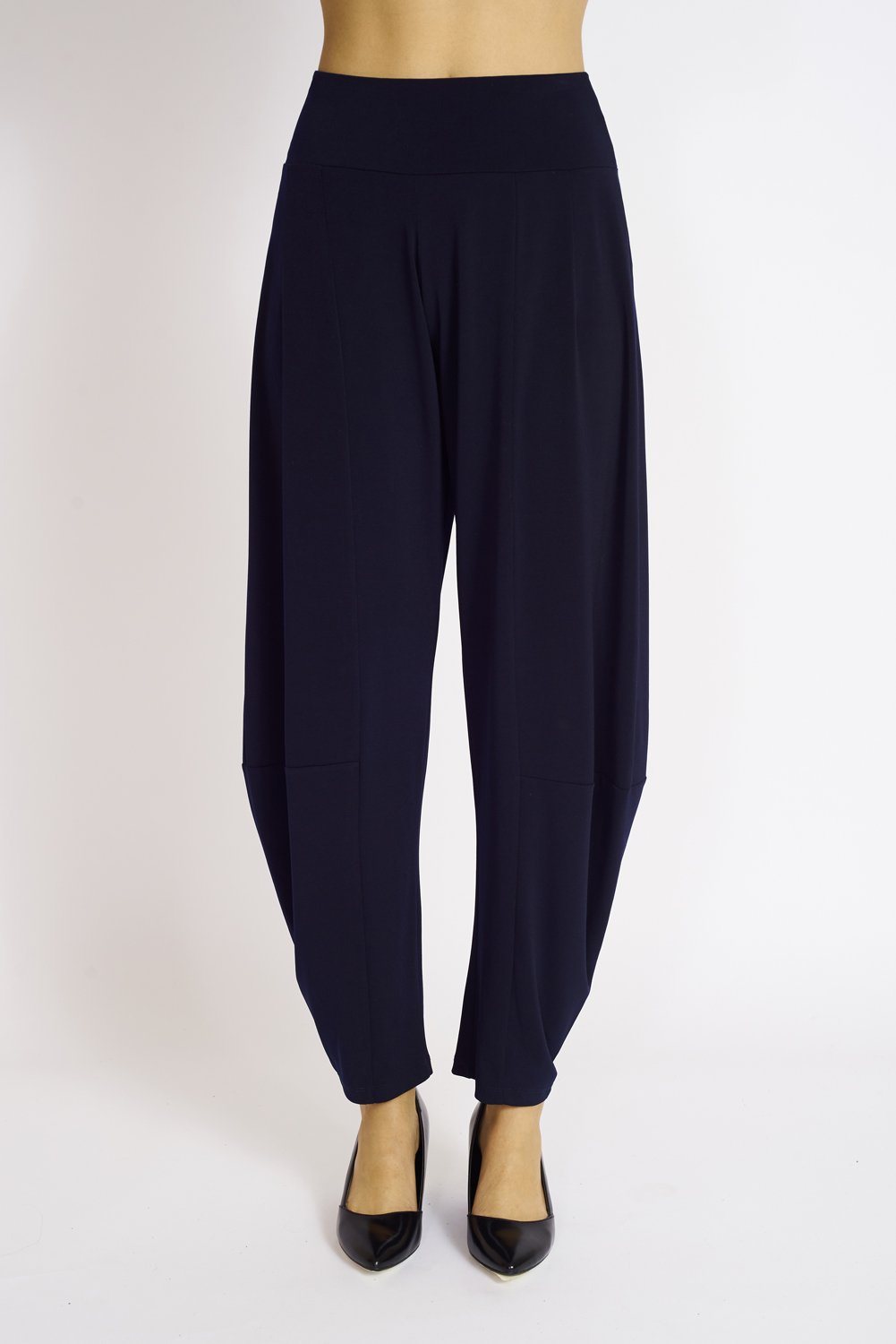 A pair of stylish Harem Pants featuring a wide elastic waistband, made from a soft polyester-spandex blend, perfect for casual wear.