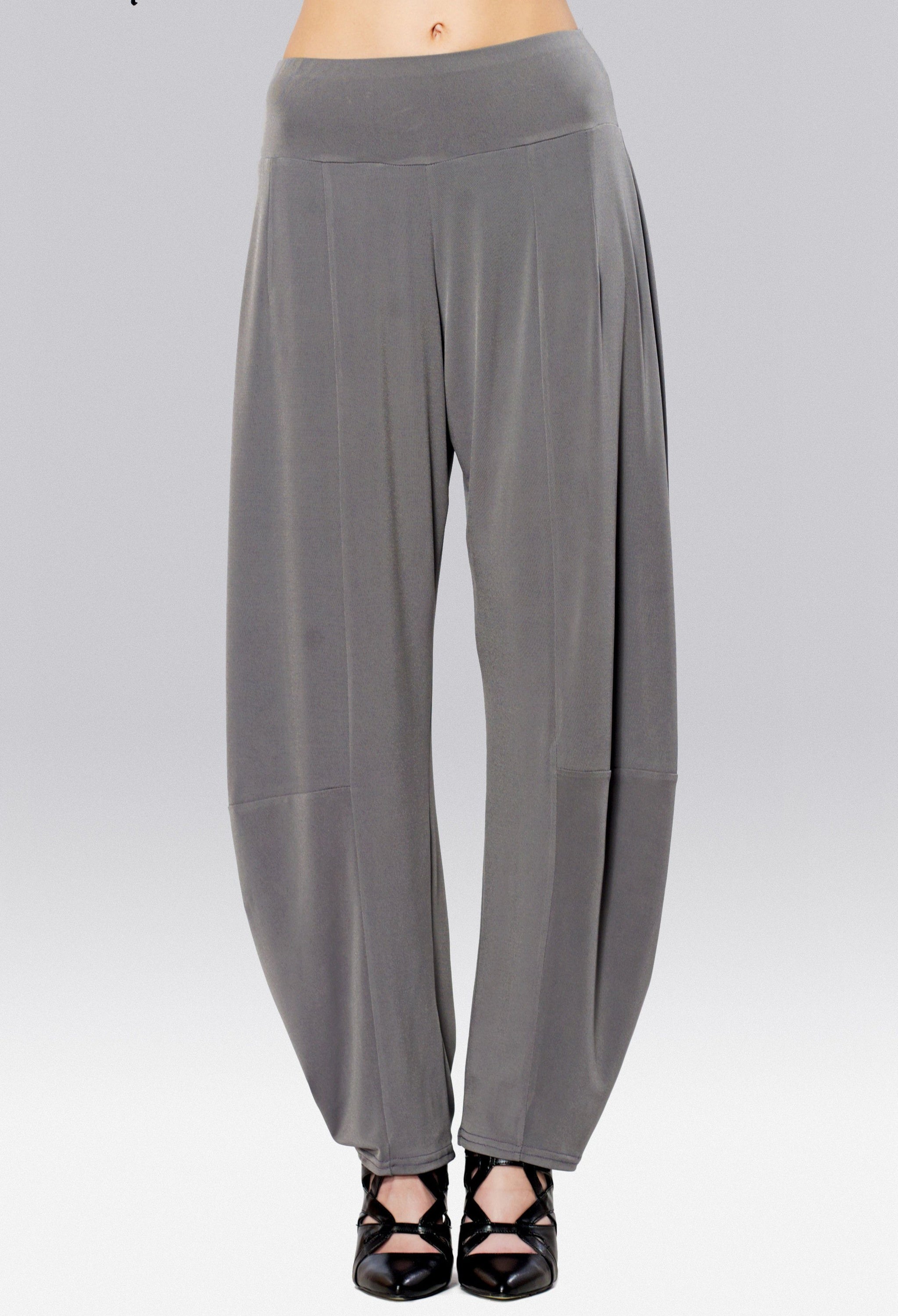 A pair of stylish Harem Pants featuring a wide elastic waistband, made from a soft polyester-spandex blend, perfect for casual wear.