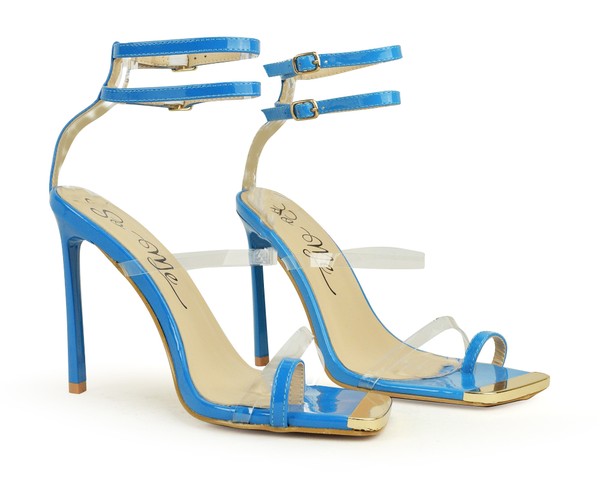 Elegant high heel sandals with ankle straps in various colors, showcasing a stylish design suitable for any occasion.