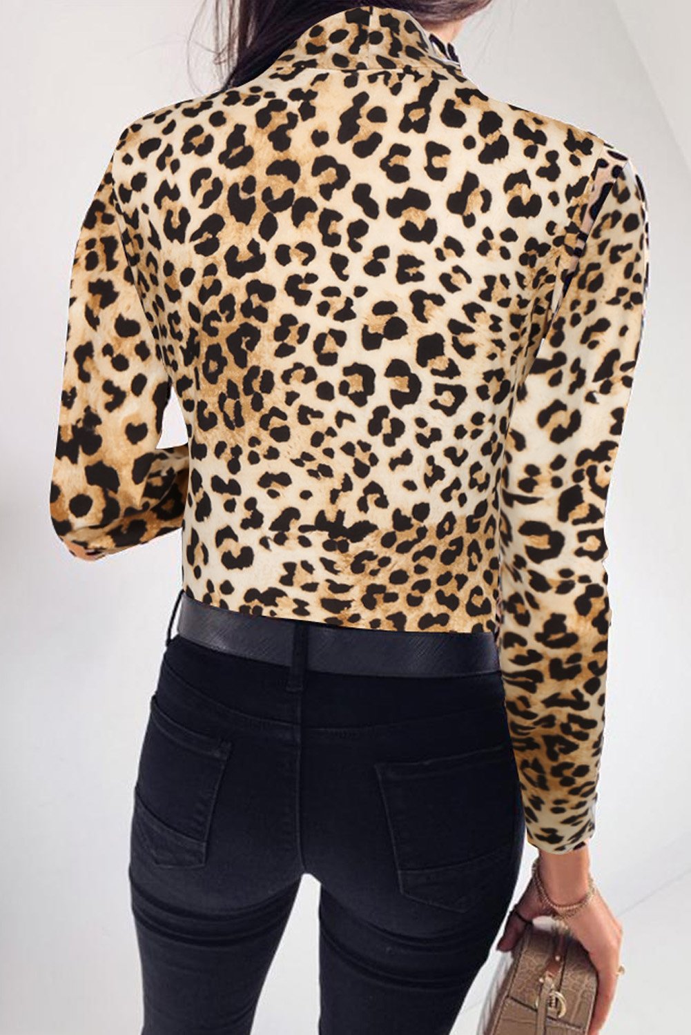 High Neck Leopard Long Sleeve Bodysuit featuring a chic design and bold leopard print, perfect for stylish outfits.