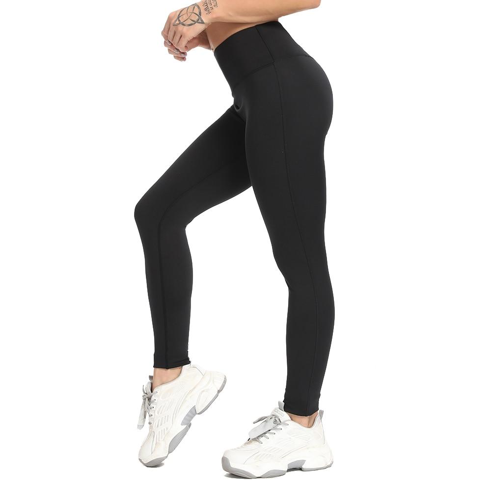 High Waist Naked Yoga Pants in black, featuring a seamless design and elastic waistband, perfect for women's fitness and yoga activities.