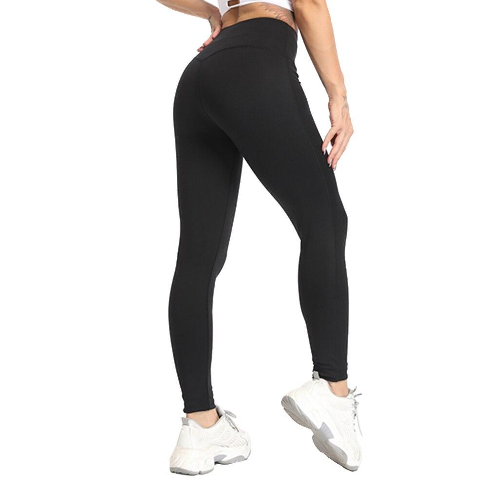 High Waist Naked Yoga Pants in black, featuring a seamless design and elastic waistband, perfect for women's fitness and yoga activities.