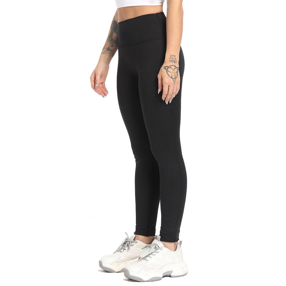 High Waist Naked Yoga Pants in black, featuring a seamless design and elastic waistband, perfect for women's fitness and yoga activities.