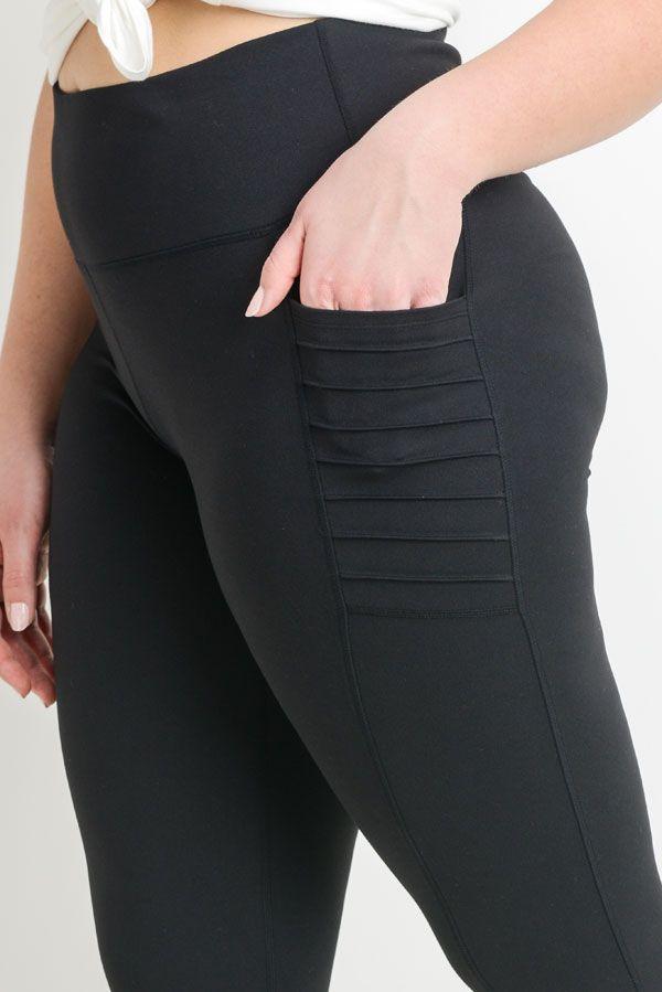 Highwaist Moto Ribbed Full Leggings featuring mesh panels and deep ribbed pockets, perfect for active wear and lounging.