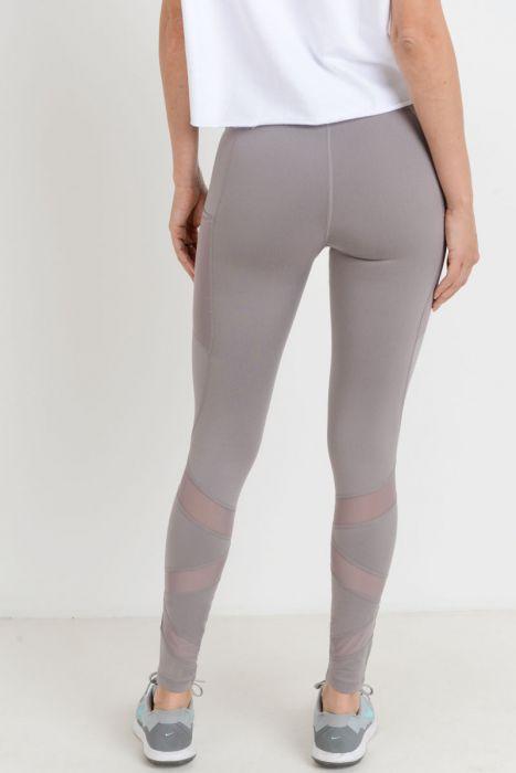 Highwaist Ziggy Zag Pocket Full Leggings featuring slanted mesh accents and a high waist design for support.